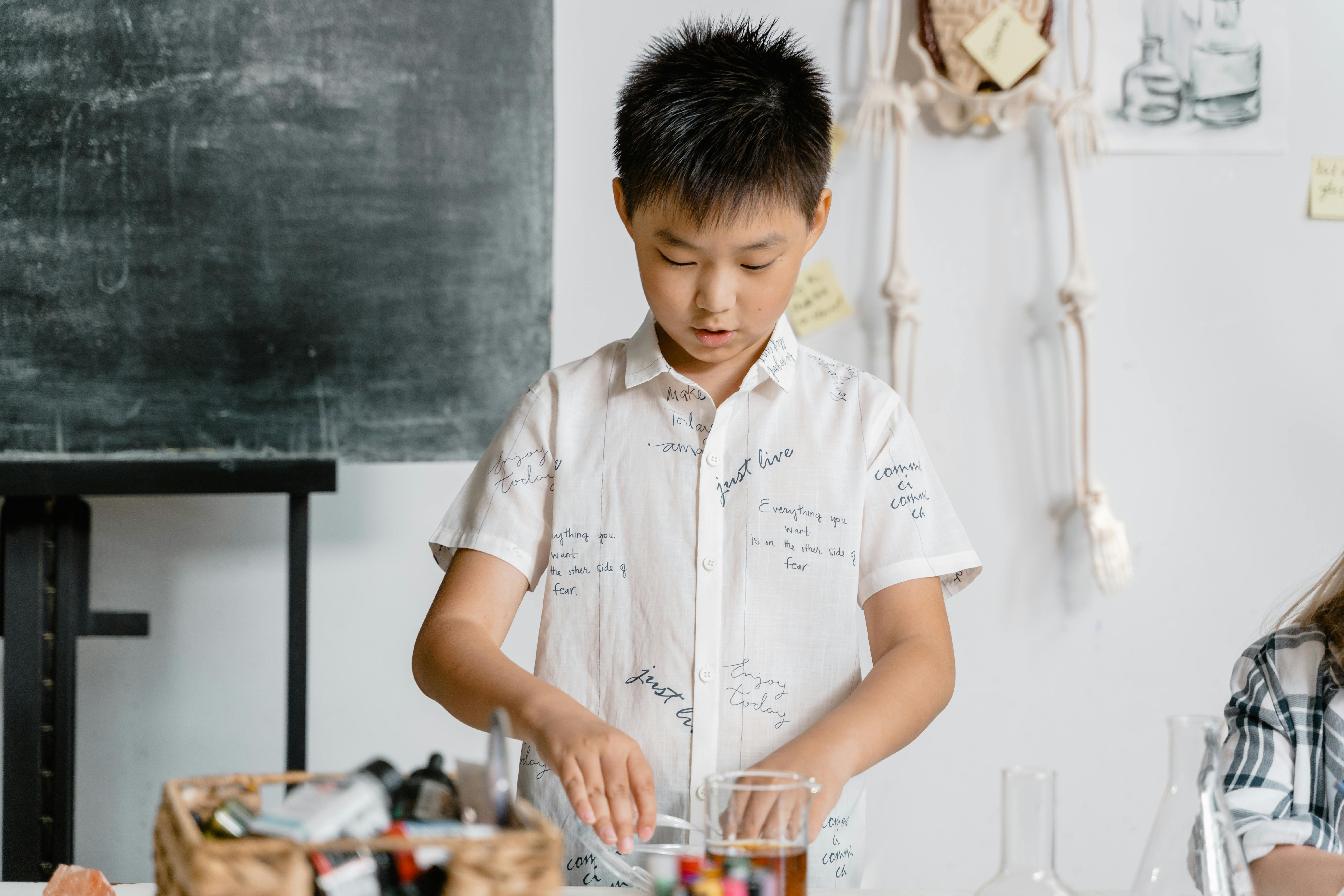Boy in a laboratory